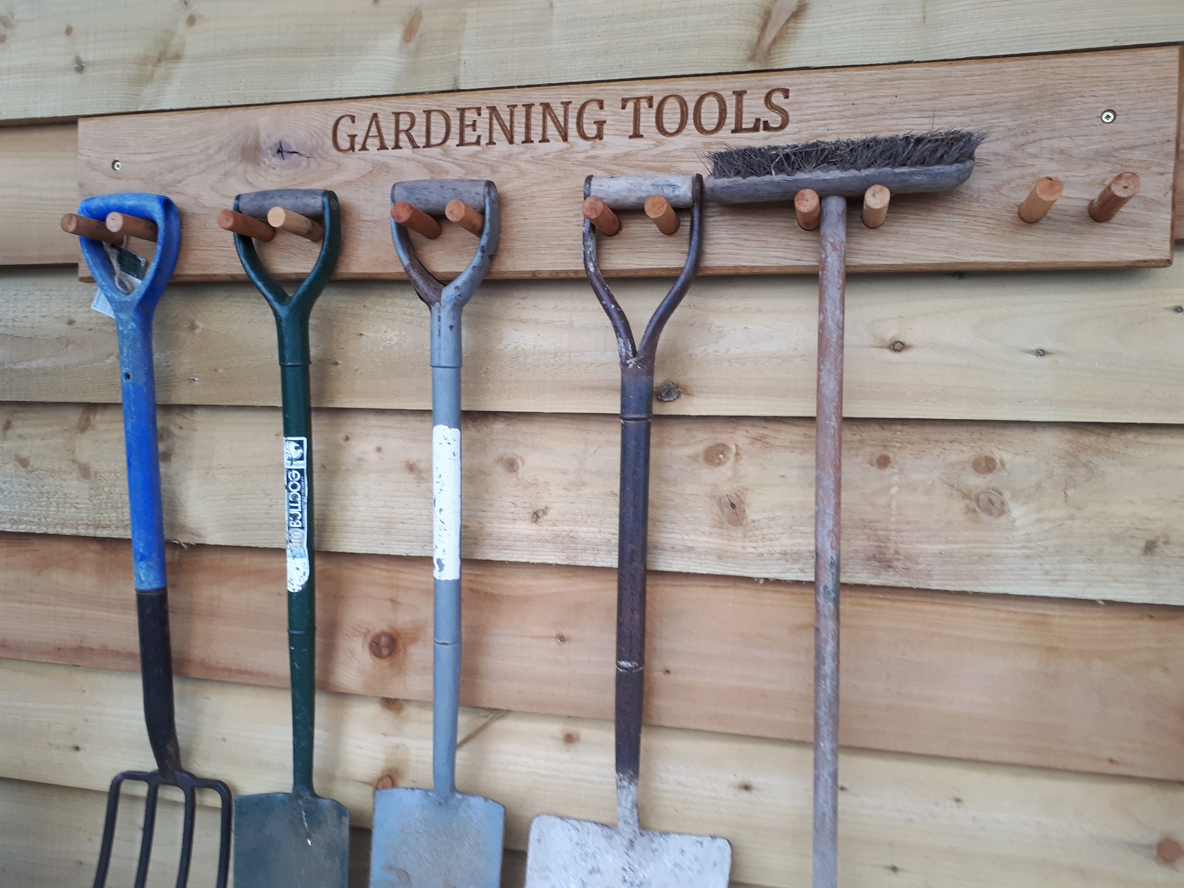 Gardening Tools Oak Storage Rack, Outdoor Tool Storage Rack